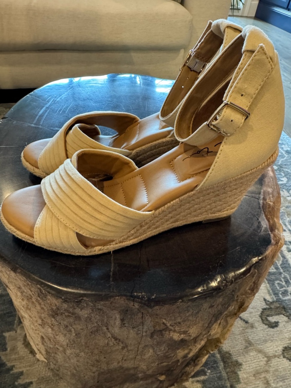 Bellini Cream Espadrille Ankle-Strap Wedges - Picture 8 of 8